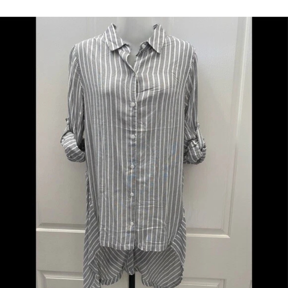 Max Studio Gray Striped Camisole Top